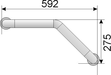Отбойник для тележек нерж. сварной угловой 45* D50,8мм, h185мм, L592*275мм, h оси трубы 160мм.